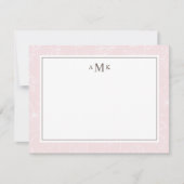 繊細な赤面フローラ モノグラムの ノートカード (正面)