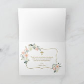 繊細な赤面白い花金ゴールドガールバプテスマ サンキューカード (内部)