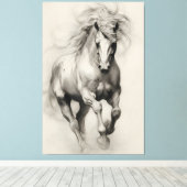 繊細な走る馬の鉛筆画 キャンバスプリント (インサイチュ (ウッドフロア))