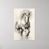 繊細な走る馬の鉛筆画 キャンバスプリント (正面)