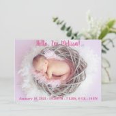 繊細な追加の名前と写真ベビーガール 案内状 (スタンド正面)