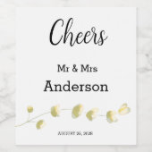 繊細な野の花の白黒の結婚設定 ワインラベル (シングルラベル)