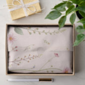 繊細な野の花の草原 ボタニカルな淡いピンク 薄葉紙 (ギフト)
