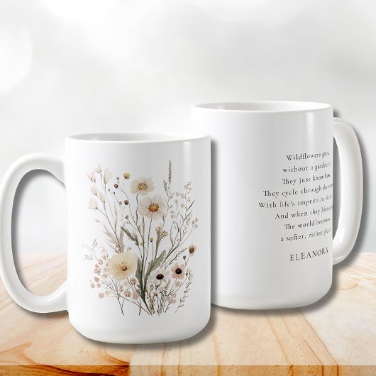 繊細な野の花 インスピレーションの詩 コーヒーマグカップ