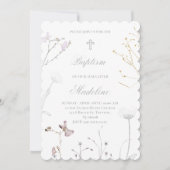 繊細な野の花 洗礼 招待状 (正面)