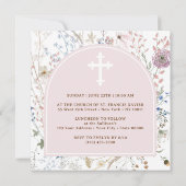 繊細な野生の花のアーチ 洗礼招待状 招待状 (裏面)