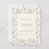 繊細な野生の花のシームレスパターン ウェディング セーブザデート (正面)