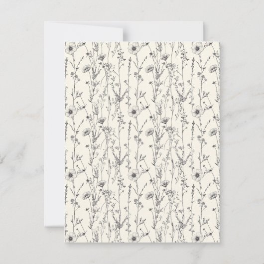 繊細な野生の花のシームレスパターン ウェディング セーブザデート (裏面)