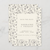 繊細な野生の花のシームレスパターン ウェディング セーブザデート (正面/裏面)