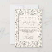 繊細な野生の花の庭のパタ結婚ーン サンキューカード (正面)