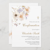 繊細な野生の花の確認 招待状 (正面/裏面)