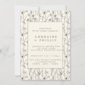 繊細な野生の花の継ぎ目のないパタ結婚ーン 招待状 (正面)