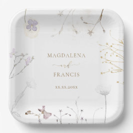 繊細な野結婚草花 ペーパープレート