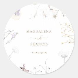 繊細な野結婚草花 ラウンドシール