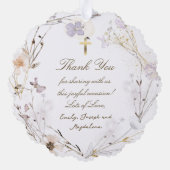 繊細な野花バプテスマ感謝していスキミ オーナメントカード (裏面)