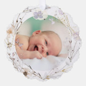 繊細な野花バプテスマ感謝していスキミ オーナメントカード (正面)