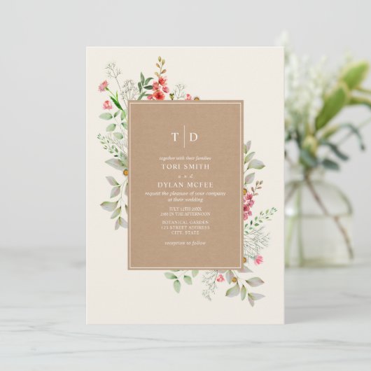 繊細な野草植物性カルドストック結婚ズ 招待状 (スタンド正面)