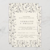 繊細な野草模様の結婚式招待状 招待状 (正面/裏面)