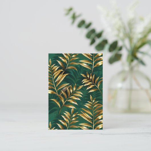 繊細な金のシダの連続パターン エンクロージャーカード (スタンド正面)