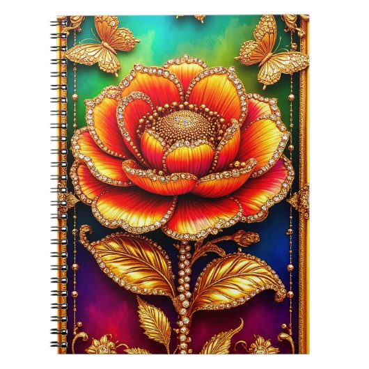 繊細な金の花の芸術 ノートブック (正面)