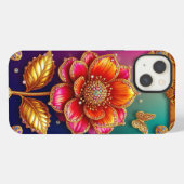 繊細な金の花の芸術 iPhoneケース (裏面横)