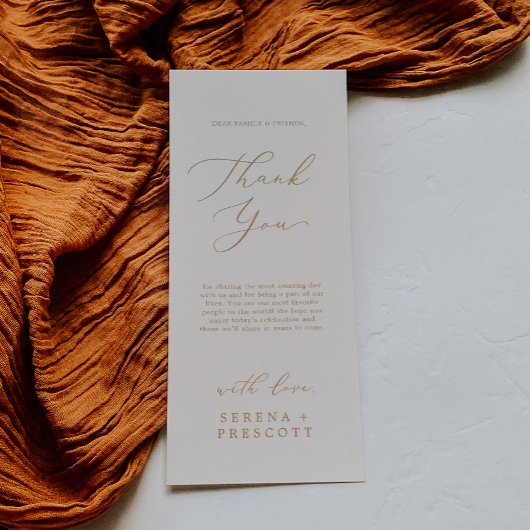 繊細な金ゴールドとクリーム印刷可能サンキューカード 招待状