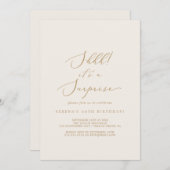 繊細な金ゴールドとクリーム驚きのパーティー 招待状 (正面/裏面)