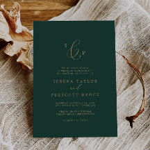 繊細な金ゴールドとグリーンフォーマルモノグラ結婚ムの