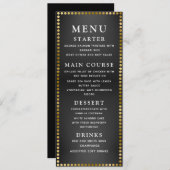 繊細な金ゴールドとブラック結婚のディナーメニュー メニュー (正面/裏面)