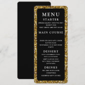 繊細な金ゴールドとブラック結婚のディナーメニュー メニュー (正面/裏面)