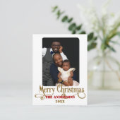 繊細な金ゴールドと赤い写真のクリスマスカード シーズンカード (スタンド正面)