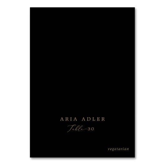 繊細な金ゴールドと黒のメニューオプション座席表 テーブルナンバー (正面)