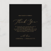 繊細な金ゴールドと黒サンキュー披露宴カード ポストカード (正面)