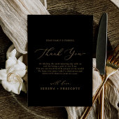 繊細な金ゴールドと黒サンキュー披露宴カード ポストカード