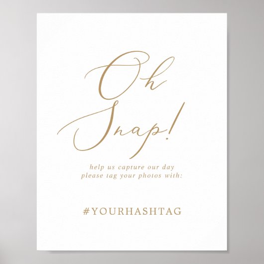 繊細な金ゴールドオ結婚スナップのハッシュタグ記号 ポスター (正面)