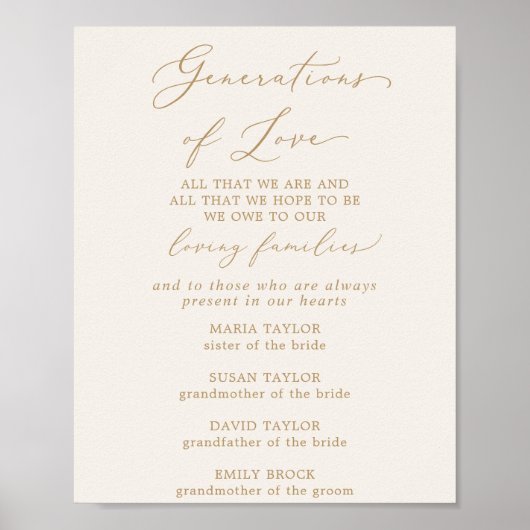 繊細な金ゴールドクリーム世代の愛の記念碑 ポスター (正面)