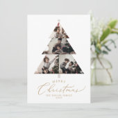 繊細な金ゴールドメリークリスマスツリー5写真ニュース シーズンカード (スタンド正面)