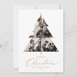 繊細な金ゴールドメリークリスマスツリー5写真ニュース シーズンカード