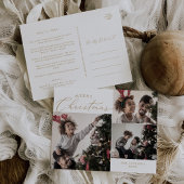 繊細な金ゴールドメリークリスマス3フォトニュースレター シーズンポストカード