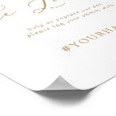 繊細な金ゴールド共有ラヴ結婚のハッシュタグのサイン ポスター (角)