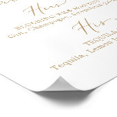 繊細な金ゴールド彼と彼女の署名ドリンクのサイン ポスター (角)