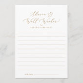 繊細な金ゴールド書が願い事と願いを並べた アドバイスカード (正面)