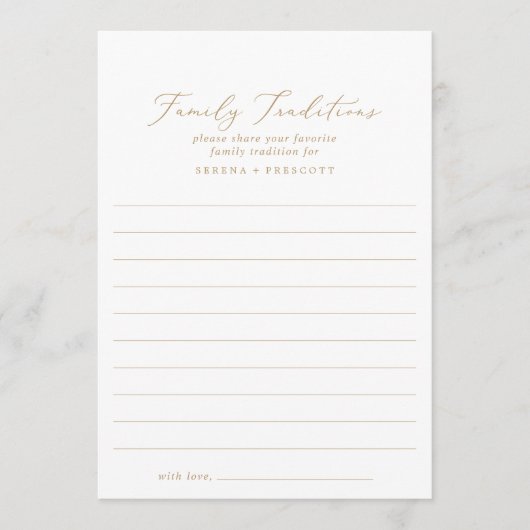 繊細な金ゴールド書に家伝が並ぶ アドバイスカード (正面)