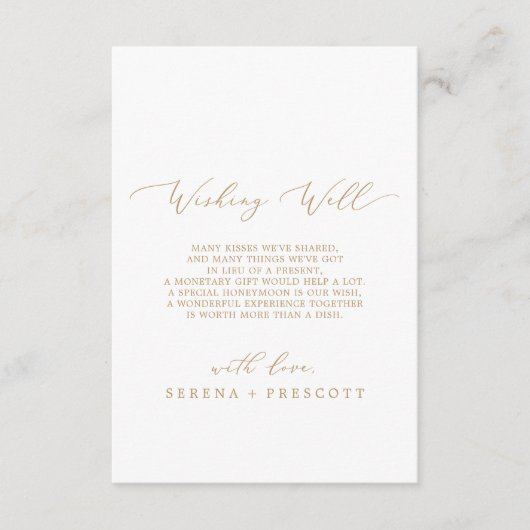 繊細な金ゴールド書を願う井戸カード エンクロージャーカード (正面)