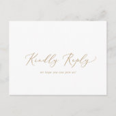 繊細な金ゴールド書シンプル書RSVPはがき インビテーションポストカード (正面)