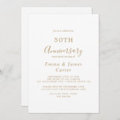繊細な金ゴールド書結婚50周年 招待状 (正面/裏面)