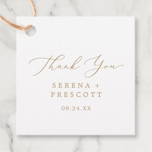 繊細な金ゴールド書道ありがとう フェイバータグ (正面)