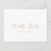 繊細な金ゴールド書道の歌RSVPはがき インビテーションポストカード (正面)