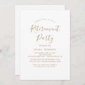 繊細な金ゴールド書道の退職パーティー 招待状 (正面/裏面)