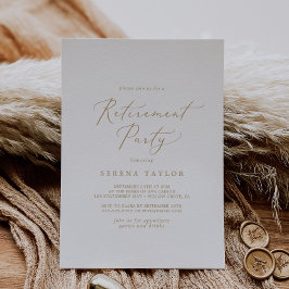 繊細な金ゴールド書道の退職パーティー 招待状